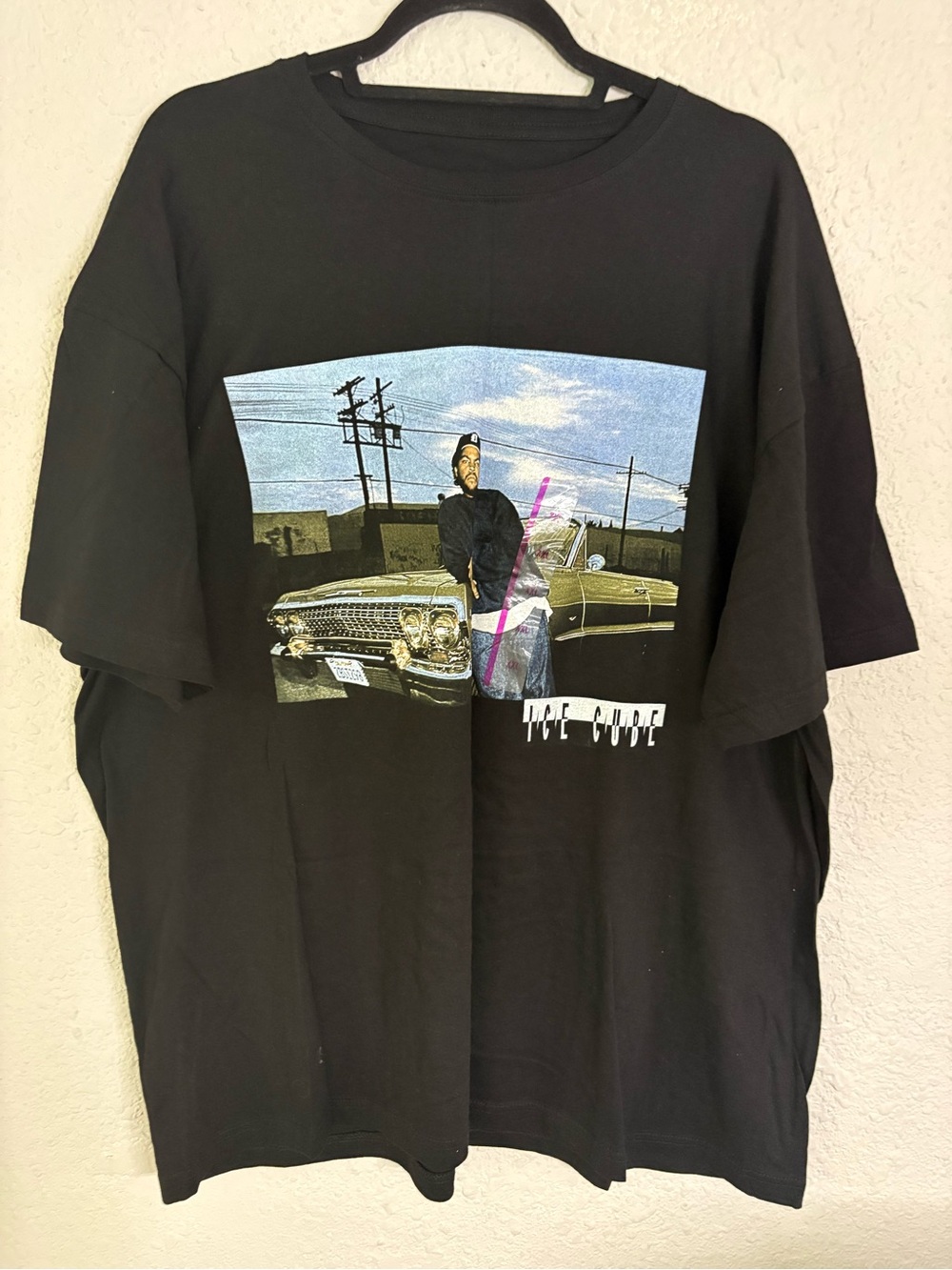 Ice Cube Black Graphic Crewneck T-Shirt featuring Iconic Car Scene